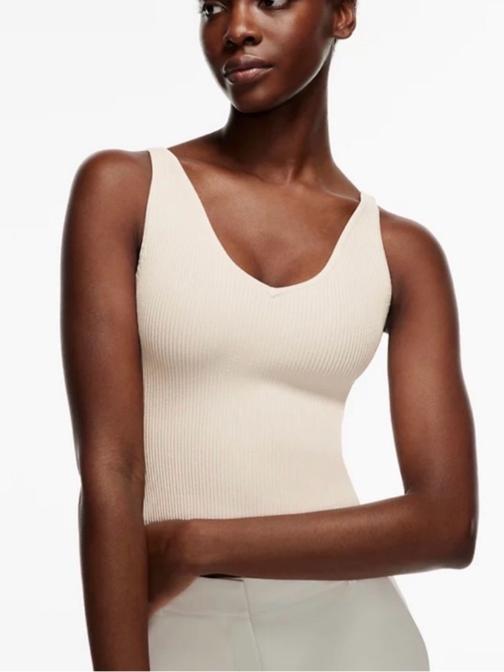 Aritzia Babaton Sculpt Knit Double V Neck